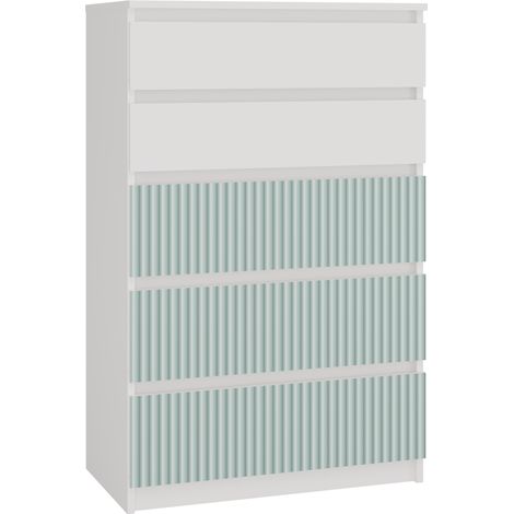 MILAN - Baúl moderno 5 cajones - 70x40x109.5 cm - Mueble de almacenaje infantil - Banco y verde (1/2)