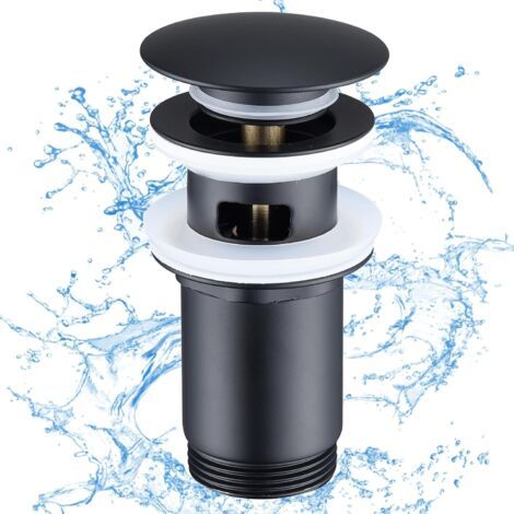 Ensemble De Vidage Noir Mat avec Trop-Plein, Ensemble De Vidage Universel pour ÉVier, Robinet De Vidange en Laiton pour Lavabo/ÉVier
