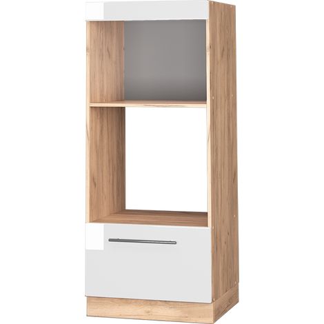 Mobile cucina microonde Fame-Line, Bianco lucido, 60 cm aperto, Vicco (1/5)