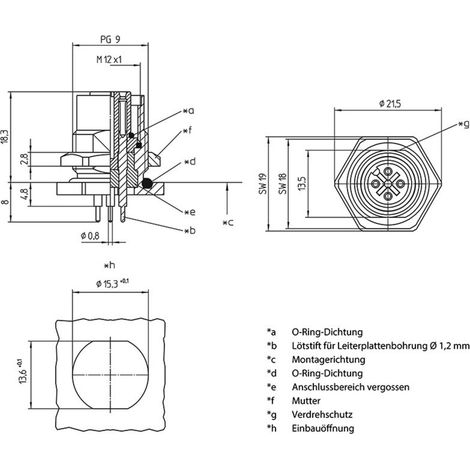 Lutronic 1229 Sensor-/Aktor-Einbausteckverbinder M12 Buchse, Einbau  Polzahl Sensoren: 5 1 St.