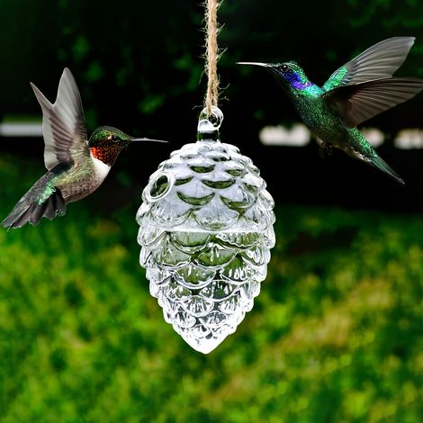 Mangeoire à colibris en verre soufflé à la main, décoration de jardin extérieur (1/5)