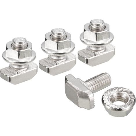 Vis en T avec Boulon M6x12mm et Écrous à Bride Hexagonale M6, 20 Ensembles de Boulons en T à Tête de Marteau et Tige en T pour Profilé en Aluminium de Série 30 (1/5)