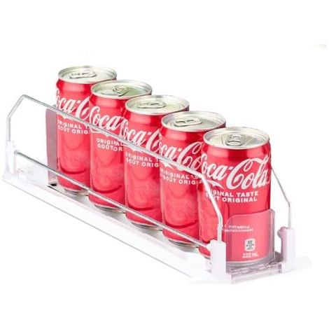 Boisson Canettes Organiseurs, Organisateur Canette de Soda Boisson, Glissière de Poussoir de Boissons, pour Réfrigérateur, Débarras, Placards, etc, Blanc