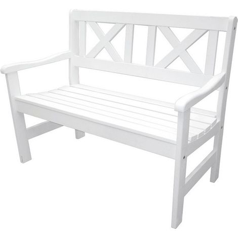 Panca in legno da esterno Pieghevole Modello MALMO Verniciata Bianca - Dimensioni 109 x 61 x 43/88 h. cm