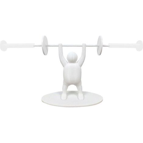 Porte-papier toilette haltérophile blanc Little Figure + haltère blanche (1/5)