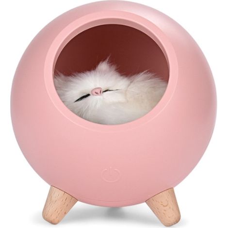 Luce notturna a LED rosa, ricaricabile, con design a forma di gatto, lampada d'atmosfera touch USB, lampada da tavolo a LED 130 × 130 × 143 mm (1/5)