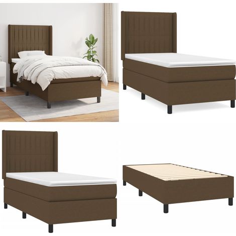 Boxspringbett mit Matratze Dunkelbraun 100x200 cm Stoff - Boxspringbett - Doppelbett - Bettenrahmen - Lattenrost - Matratze - Home & Living (1/5)