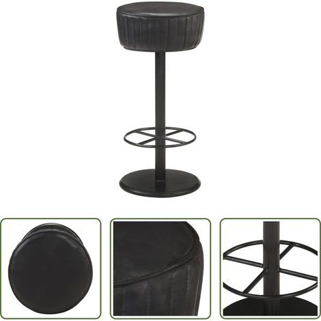 Tabouret de bar noir -  Tabouret de bar Noir Cuir véritable (1/5)