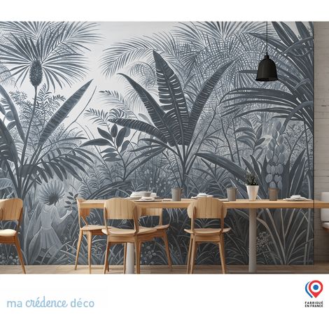 Papier peint : Jungle tropicale et aquarelle 2 - Intissé - L.200 x H.280 cm - Marron clair (1/3)