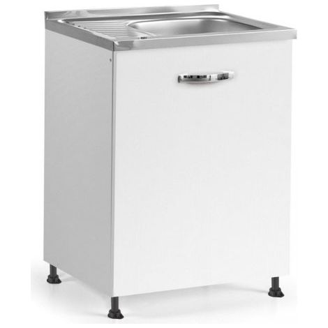 Sottolavello 60x60x82H cm un'anta colore bianco frassinato lavello incluso
