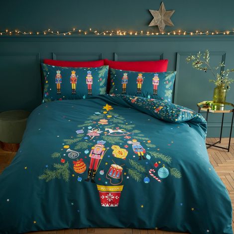 Housse de Couette réversible avec taies d'oreiller Motif Casse-Noisette Vert (1/5)