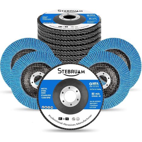 Fächerschleifscheiben 115mm, Körnung 40, 12 Stück, für Metall & Holz (1/5)