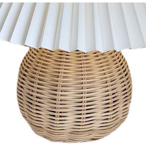 Lampe de table plissée en rotin style Instagram, lampe rétro vintage, lampe de chevet, lampe de bureau pour maison d'hôtes, lampe décorative nordique chaleureuse. (1/3)