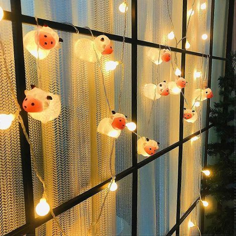 Guirlande lumineuse LED 10 LED en forme de mouton pour chambre d'enfant, décoration murale, fenêtre, arbre, jardin, salon, dortoir, avec son couinement lorsqu'on la presse (moutons, 5 (1/4)