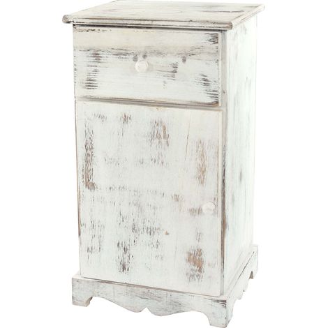 Commode / table d'appoint / chevet / table haute, 35x29x63cm, shabby, vintage, blanc (1/5)