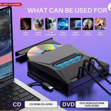 Graveur de DVD/CD externe USB pour ordinateur portable Windows 10/11 (Royaume-Uni)