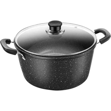 Marmite en fonte antiadhésive à 2 poignées avec couvercle, batterie de cuisine de taille moyenne pour soupes et ragoûts