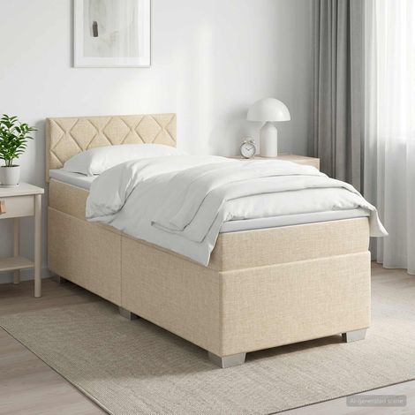 Lit boxspring avec matelas Crème 100 x 200 cm Tissu (1/5)