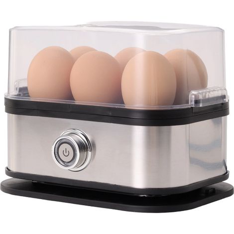 Eierkocher, 200-W-Kompakt-Eierkocher, 6 leicht zu schälende Eier, weichgekochte Eier, mittelgroße Eier, hartgekochte Eier, Wilderer, Omelette-Maker, Dampfgarer, Summer, Kontrollleuchte (1/4)