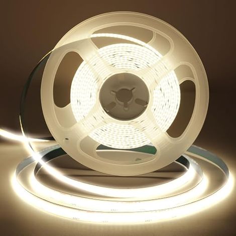 Striscia LED COB 24V autoadesiva, striscia LED COB 4000K bianco naturale flessibile 320LED/M larghezza 8mm con telecomando e alimentatore, illuminazione indoor per camera da letto, cucina, casa, specc (1/5)