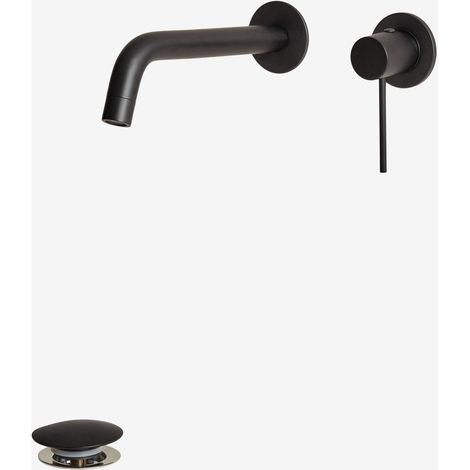 Set de grifo de lavabo empotrado en latón y válvula de desagüe para lavabo tipo Click-Clack en acero inoxidable y latón Orveta SKLUM              (1/5)