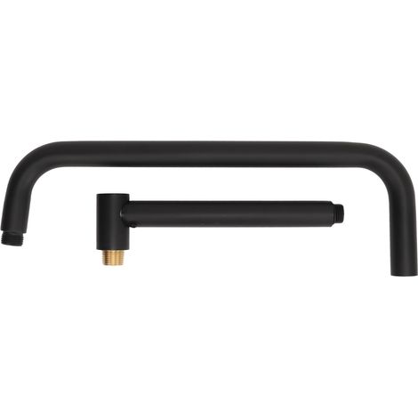 Rallonge de douche avec bride, bras de douche mural en forme de S, flexible de douche rotatif en acier inoxydable pour salle de bain, noir