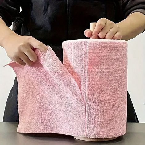 20 chiffons réutilisables en microfibre de couleur rose, serviettes de nettoyage déchirables à la main, multifonctions pour voitures, cuisine, meubles et salles de bain, idéal comme cadeau (1/5)