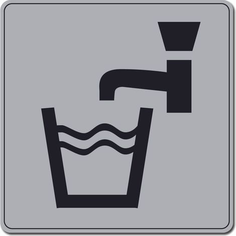 Plaque de porte Eau potable - Classique argent 90x90mm - 4330495