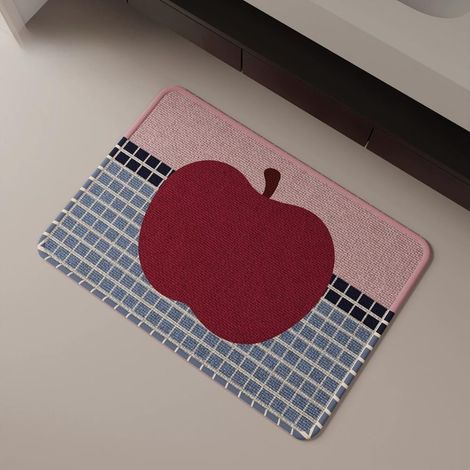 Tapis de porte absorbant, 6090cm, durable et antidérapant, motifs fruits et carreaux, lavable, grande taille. (1/5)