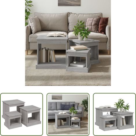 Beistelltisch - Couchtische 3 Stk. Grau Sonoma Holzwerkstoff (1/5)