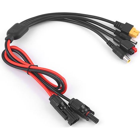 Câble d'extension de panneau solaire 4 en 1 DC5521 7909 XT60, connecteur femelle, cordon photovoltaïque, fil PV 30A pour alimentation électrique