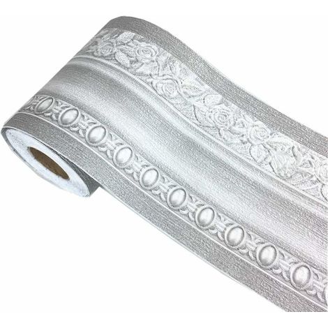 Élégante bordure murale grise à motif floral pour mur ou plafond - 10 cm x 5 m,- Lefou (1/5)