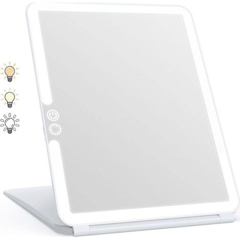 Miroir Maquillage, Miroir Maquillage Lumineux avec 72 Lumières LED, 2000mAh USB Rechargeable Miroir LED, Écran Tactile Miroir de Voyage (Blanc) (1/5)