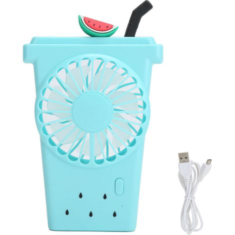 Ventilateur de Poche Mini USB Rechargeable 3 Vitesses Portable pour Bureau Maison Extérieur Bleu (1/5)