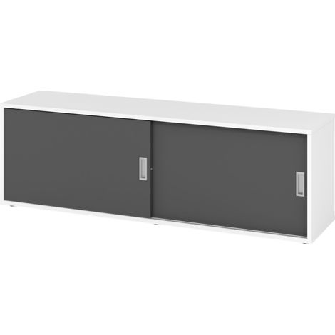 bümö office Lowboard mit Schiebetür Weiß/Graphit (1/5)