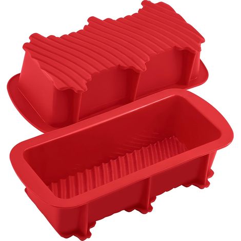 Moule à pain et à gâteaux en silicone rouge : antiadhésif et flexible, parfait pour réaliser des desserts maison.
