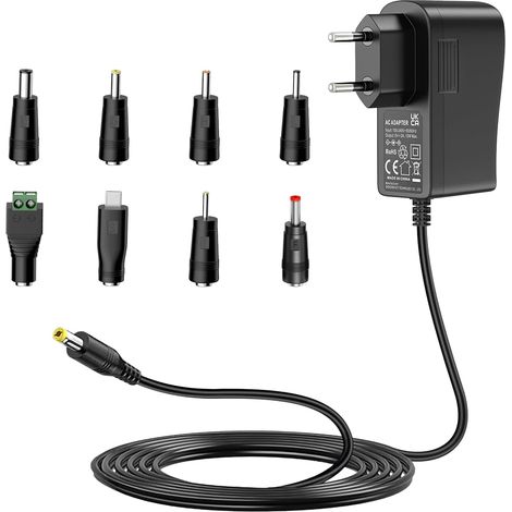 Alimentation 5V 2A,Chargeur 5V 2A AC DC avec 8 Prises CC pour électronique 5 V comme Tablette,Téléphone,Hub USB,Caméra de Vidéosurveillance,2000 mA Max (1/5)