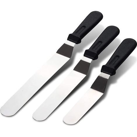 Abgewinkelte Spatel aus Edelstahl für die Gebäckherstellung, Set mit 3 abgewinkelten Spateln zum Glasieren und Dekorieren von Kuchen (1/5)