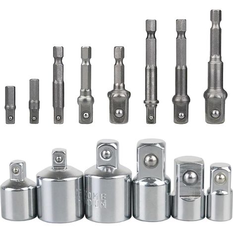 14 Stk Stecknuss Adapter Set, Steckschlüssel Adapter für Ratschen, Nuss Adapter für 1/4" auf 3/8", 3/8" auf 1/4", 3/8" auf 1/2", 1/2" auf 3/8", 1/2" auf 1/4", 1/4" auf 1/2" (1/5)