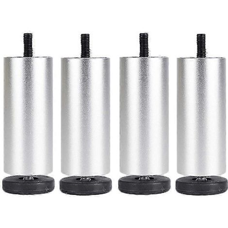 Quatre patins de rehausse de pieds de meubles de 12 cm, compatibles avec les machines à laver/réfrigérateurs/canapés/armoires, argentés. (1/5)