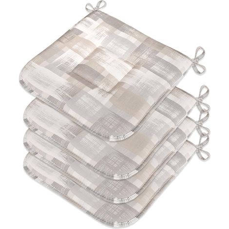 Set 4 Cuscini Sedia Cotone Con Lacci Lavabili Morbidi Universali Coprisedia Shabby Chic Moderno (1/4)