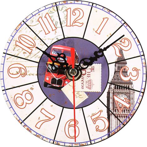Horloge murale ronde de style européen antique en MDF, 1 pièce, décoration artistique pour la maison ou le bureau 4 (1/3)