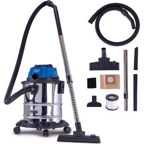 Scheppach – Aspirateur eau et poussières 3en1 sans fil 20V – Cuve inox 20L – Aspiration 10 kPa – Flexible 1,5m – Accessoires inclus