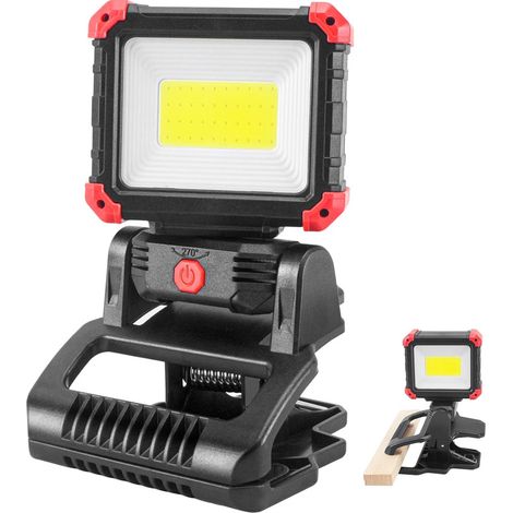 Lampe de travail LED rechargeable avec pince, lumière COB magnétique, supporte une rotation à 270° et 180°. (1/5)