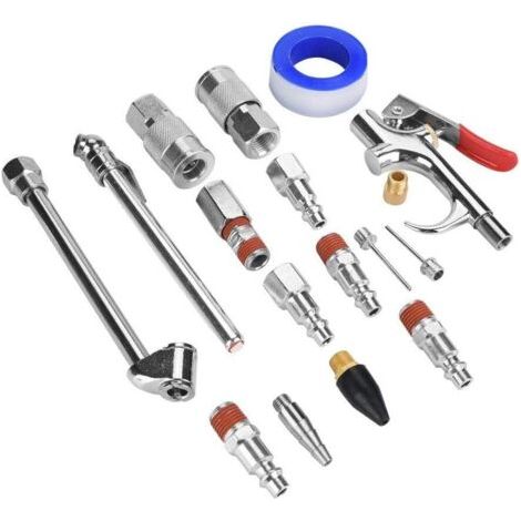 Raccords de Compresseur d'Air, 20pcs Kit pour d'Air Soufflette Pneumatique Cheval Accessoire Ensemble - (1/5)