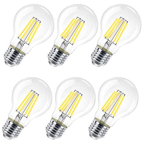 Pack of 6 E27 LED Bulbs, 8W (equivalent to 80W), A60, Clear, Non-dimmable, Cool White 6500K (1/5)