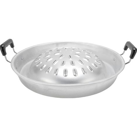 Poêle à griller thaïlandaise 2 en 1, antiadhésive, à cuisson uniforme, en aluminium, pour fondue et barbecue, utilisable en intérieur et en extérieur, 35 cm (13,78 pouces), couleur d'origine