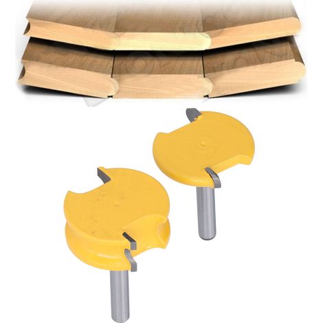 Ensemble de 2 fraises à tenon arrondies en forme de T, pour planchers, panneaux, fraises à bois, fraises à affleurer, 1/4 pouce (1/5)