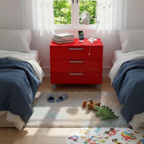 Cassettiera 3 cassetti - Design moderno e funzionale per cameretta e ufficio - Rosso (1/5)