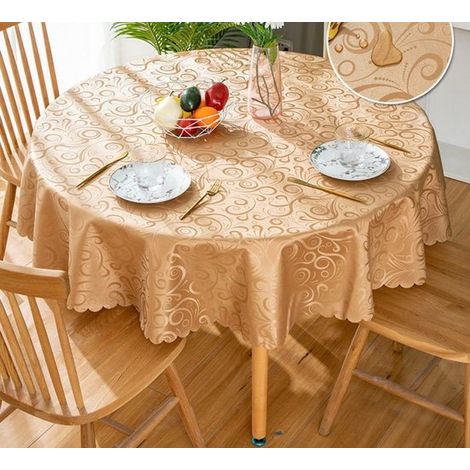 Nappe ronde épaisse en PVC synthétique lisse, sans apprêt, antidérapante, idéale pour les restaurants et la maison - Fengling Coffee - 180 x 180 (1/5)